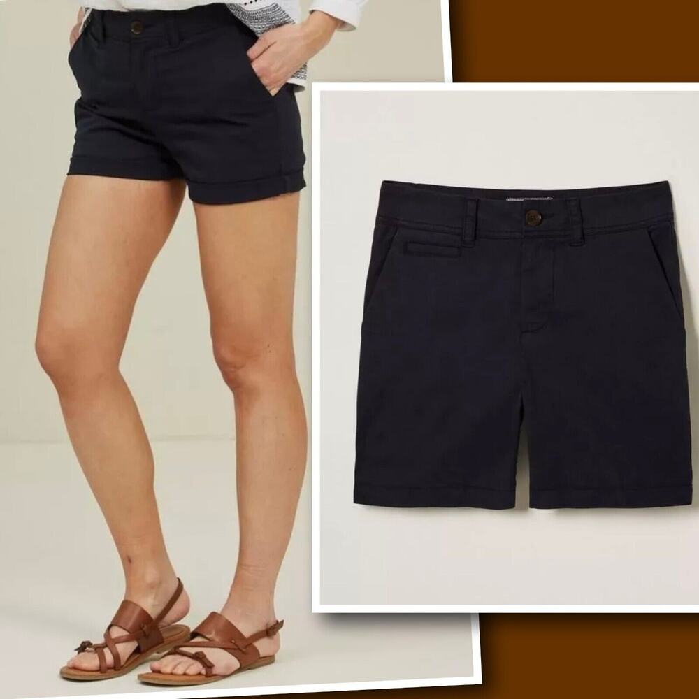 FAT FACE DORSET Womens Cotton/Elastane Chino Shorts Navy Blue Sz 4 NWT